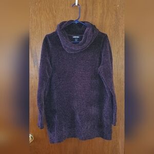Lands End Purple Cowl Neck Sweater Sz Large Chenille